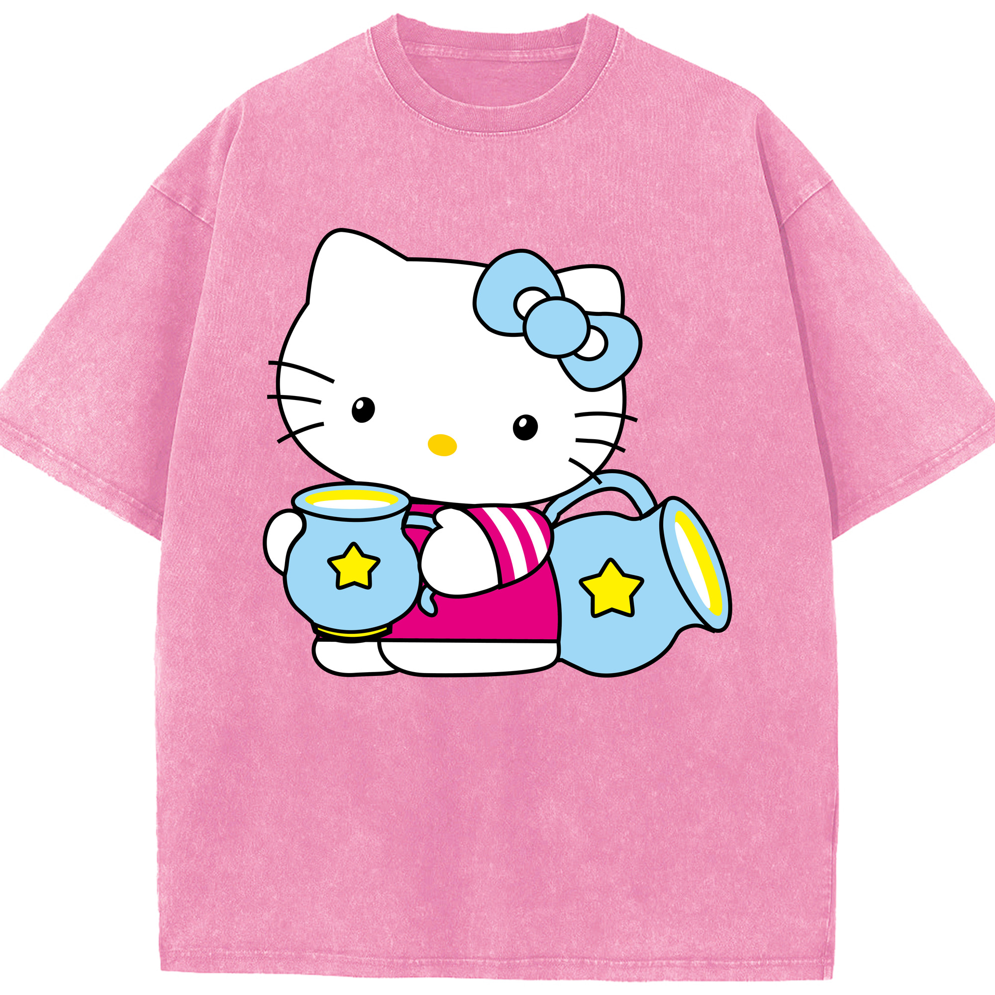 （画像用） Hello Kitty ハローキティ 綿100% ヴィンテージ風 半袖Tシャツ（フロントプリント）